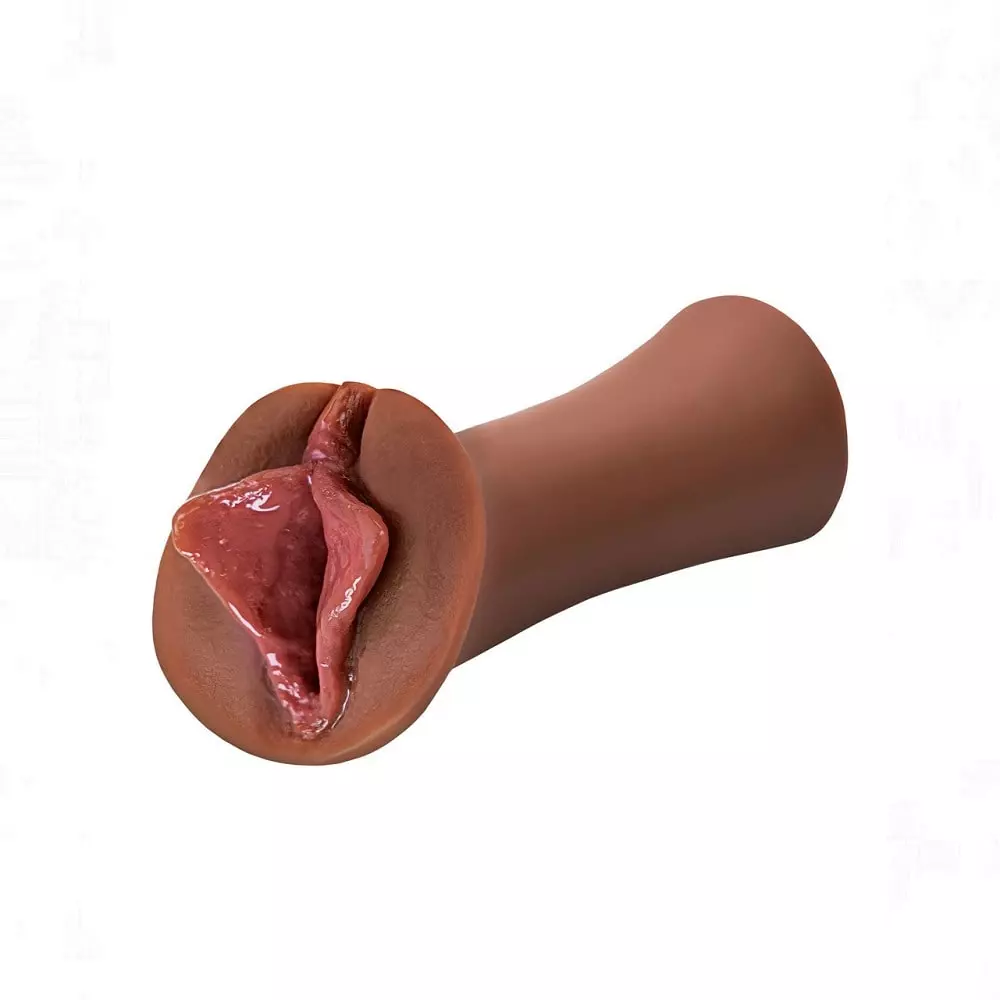 PDX Extreme Wet Pussies Luscious Lips Lubricating Stroker -Brown